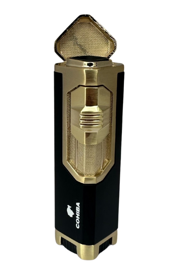 TR7623,Cohiba 4 Torch Pürmüz Siyah-Gold Puro Çakmağı