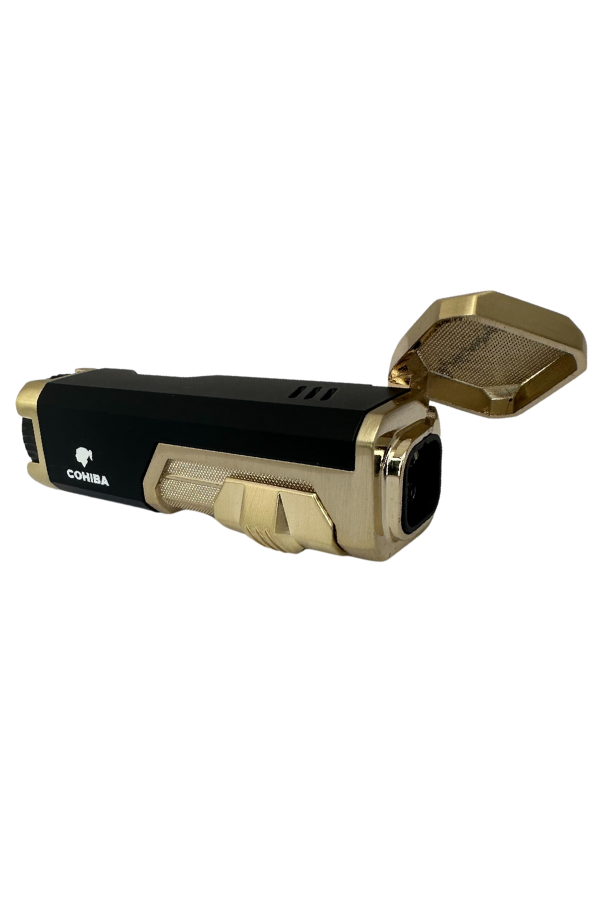 TR7623,Cohiba 4 Torch Pürmüz Siyah-Gold Puro Çakmağı