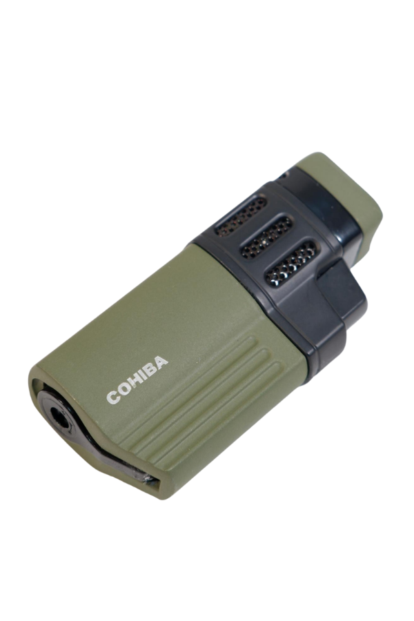 TR9515,Cohiba 4 Torch Pürmüz Delicili Haki Siyah Metal Puro Çakmağı