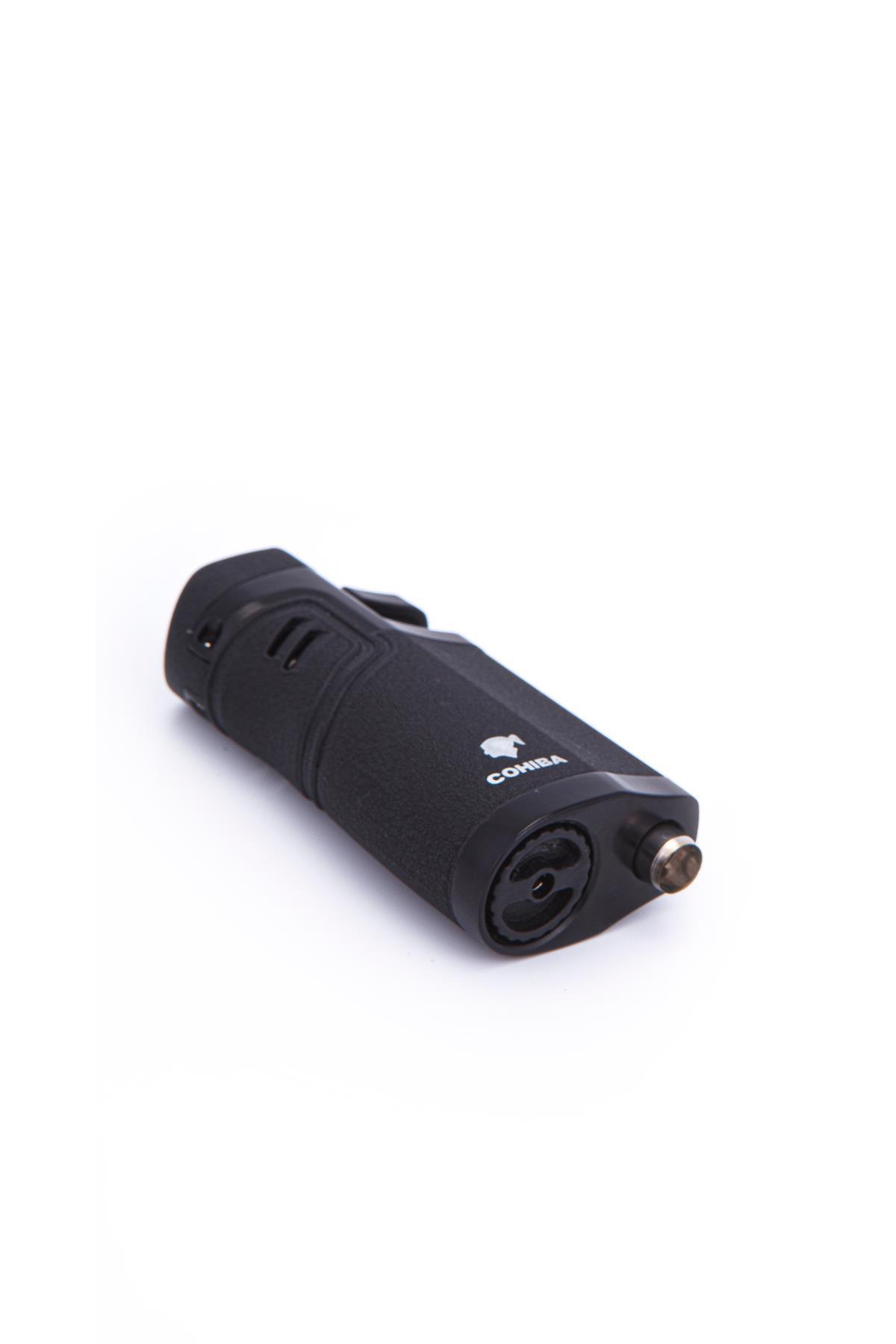 TR7247,Cohiba 4 Torch Pürmüz Mat Siyah Metal Puro Çakmağı