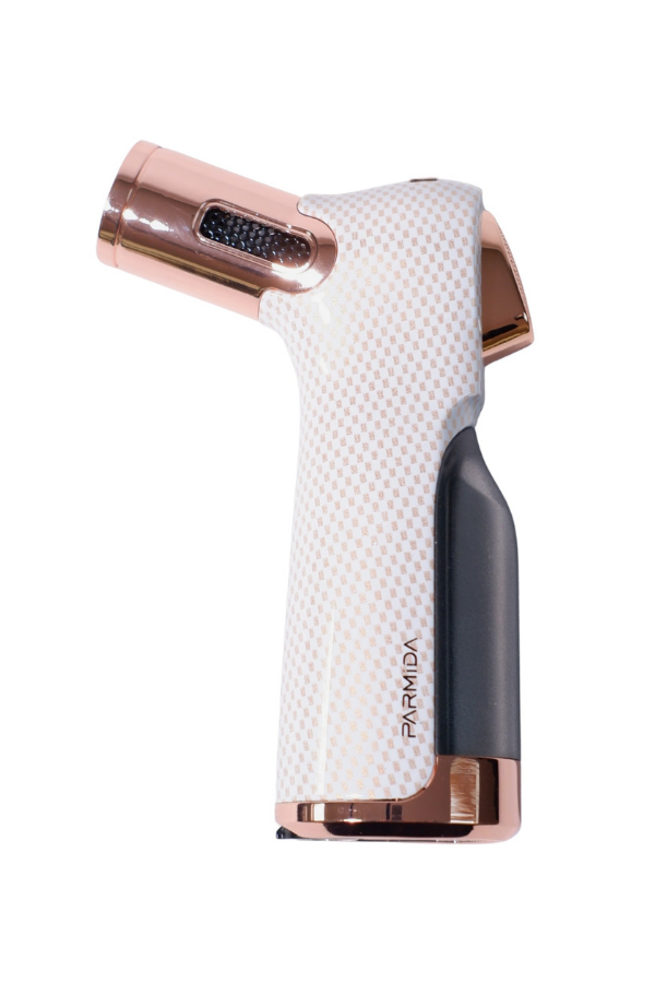 TR8946,Parmida 4 Torch Pürmüz Beyaz Masa Tipi Puro Çakmağı