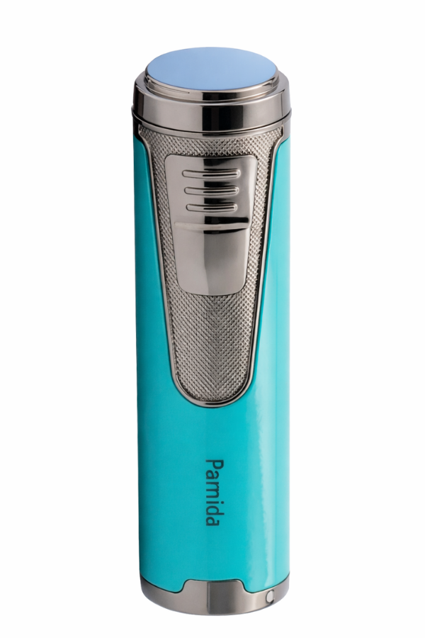 TR9311,Parmida 4 Torch Pürmüz Mavi Metal Puro Çakmağı