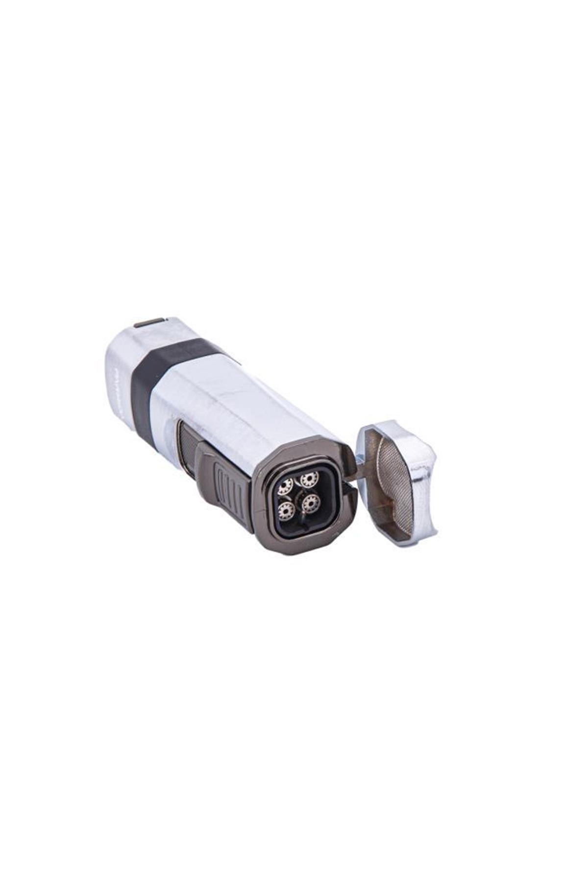 TR5886,Parmida 4 Torch Gümüş Puro Çakmağı