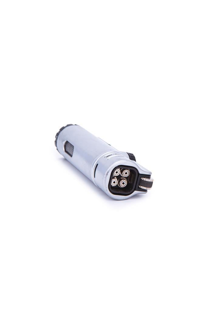 TR7190,Parmida 4 Torch Pürmüz Gümüş Metal Puro Çakmağı