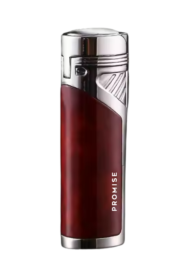 TR8623,Promise 4 Torch Pürmüz Bordo Gümüş Dahili Delicili Metal Puro Çakmağı