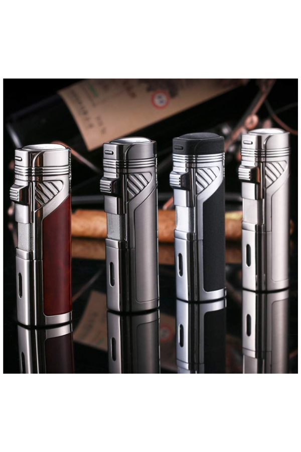 TR8624,Promise 4 Torch Pürmüz Gümüş Dahili Delicili Metal Puro Çakmağı