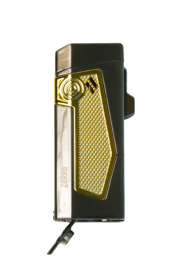 TRM1013,Zorro 4 Torch Pürmüz Gunmetal-Sarı Metal Puro Çakmağı
