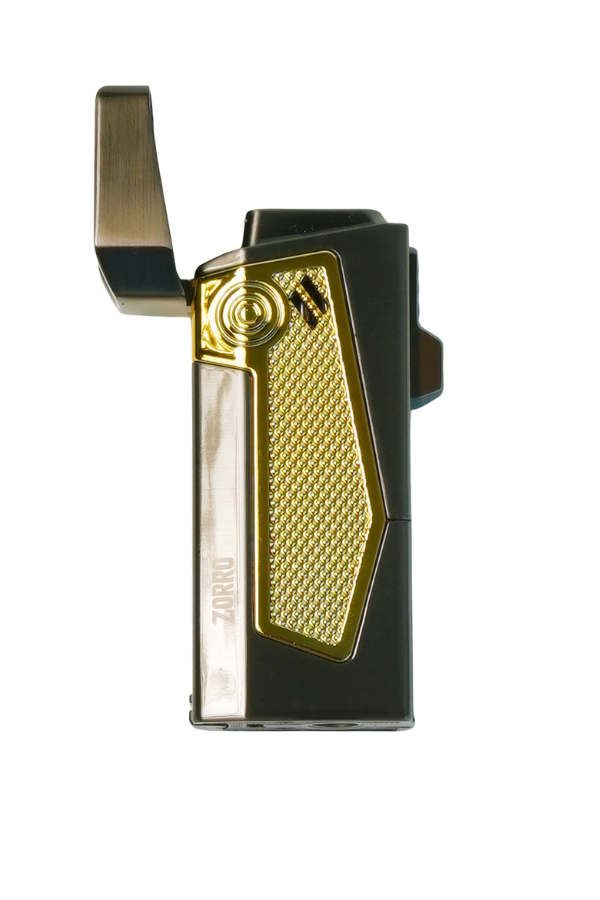 TRM1013,Zorro 4 Torch Pürmüz Gunmetal-Sarı Metal Puro Çakmağı