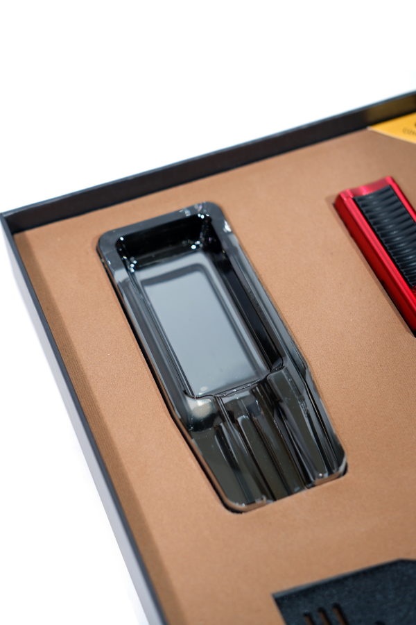 TR8814,Cohiba Çakmak Kesici Küllük Sehpa Siyah-Kırmızı Dörtlü Puro Seti