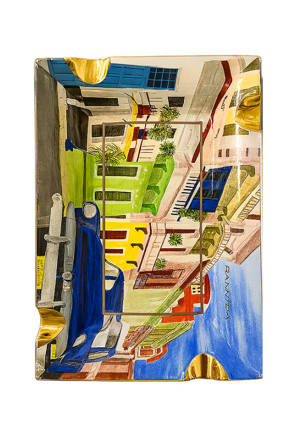 TR8845,Parmida Küba Desenli Porselen Dörtlü Puro Küllüğü