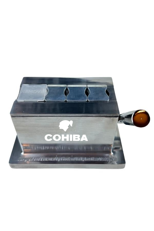 TR8729,Cohiba Gümüş Masa Tipi 4 Fonksiyonlu Metal Puro Makası Kesici