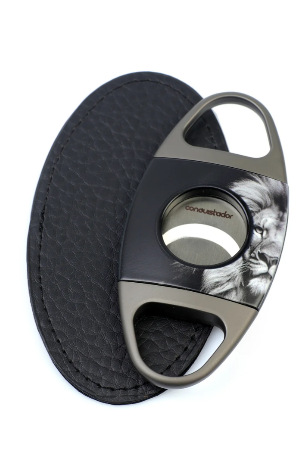 CNQ-017,Conquistador Lion Dizayn Gunmetal Siyah Puro Makası Kesici