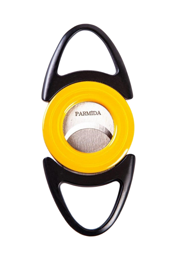 TR3643,Parmida Sarı-Siyah Yuvarlak Köşeli Puro Makası Kesici