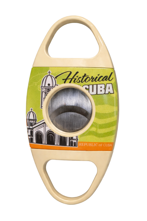 TRM2007,PremiumQuality Küba Desenli Dahili Kılıflı Krem Metal Puro Makası Kesici