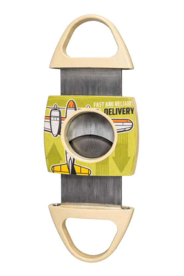 TRM2007,PremiumQuality Küba Desenli Dahili Kılıflı Krem Metal Puro Makası Kesici