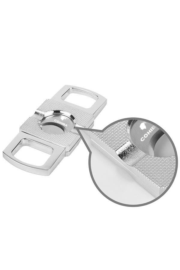 TR6985,PQ Gümüş Düz Çizgi Detaylı Metal Puro Makası Kesici
