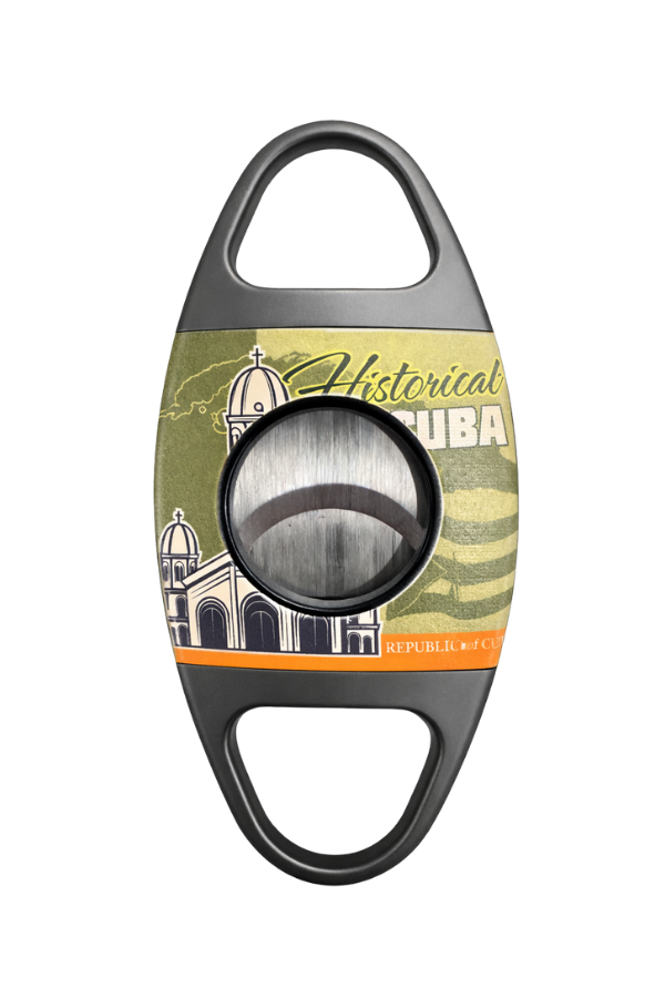 TRM2008,PremiumQuality Küba Desenli Dahili Kılıflı Gunmetal-Yeşil Metal Puro Makası Kesici