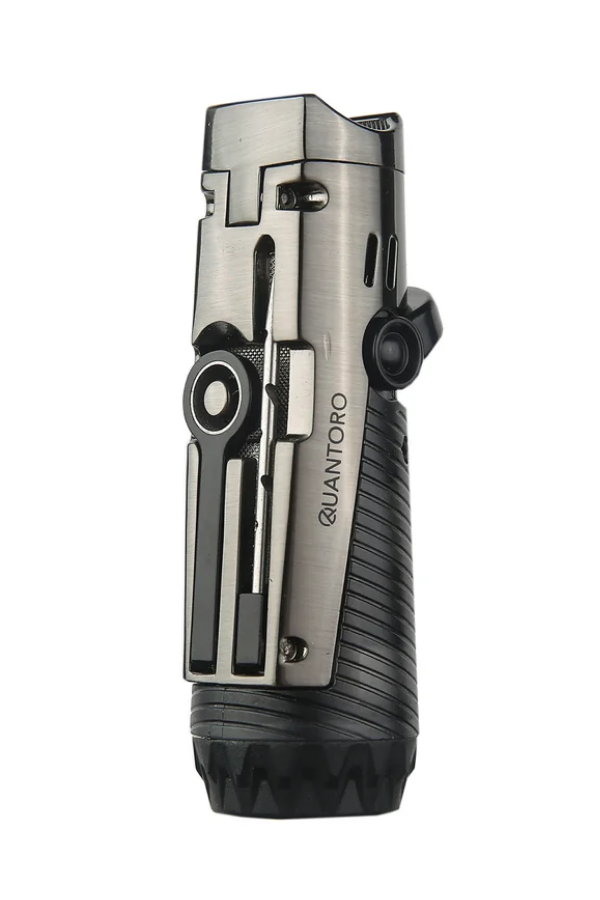 TRZ1214,Quantoro 3 Torch Pürmüz Gunmetal Delici & İğneli Metal Puro Çakmağı