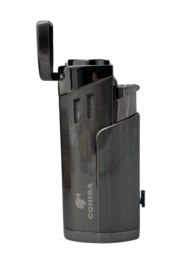 TR8307,Cohiba Çakmak Kesici Gunmetal İkili Puro Seti