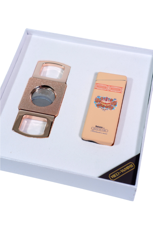 TR9113,Cohiba Özel Seri H. Upmann Çakmak Kesici İkili Krem Puro Seti