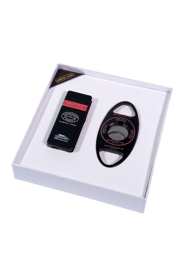 TR9114,Cohiba Özel Seri Partagas Çakmak Kesici İkili Siyah Puro Seti
