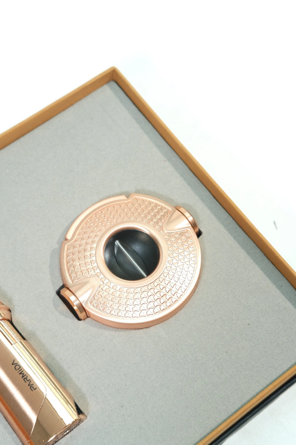 TR9851,Parmida 3 Torch Bronz Çakmak Bronz V Kesici İkili Puro Seti