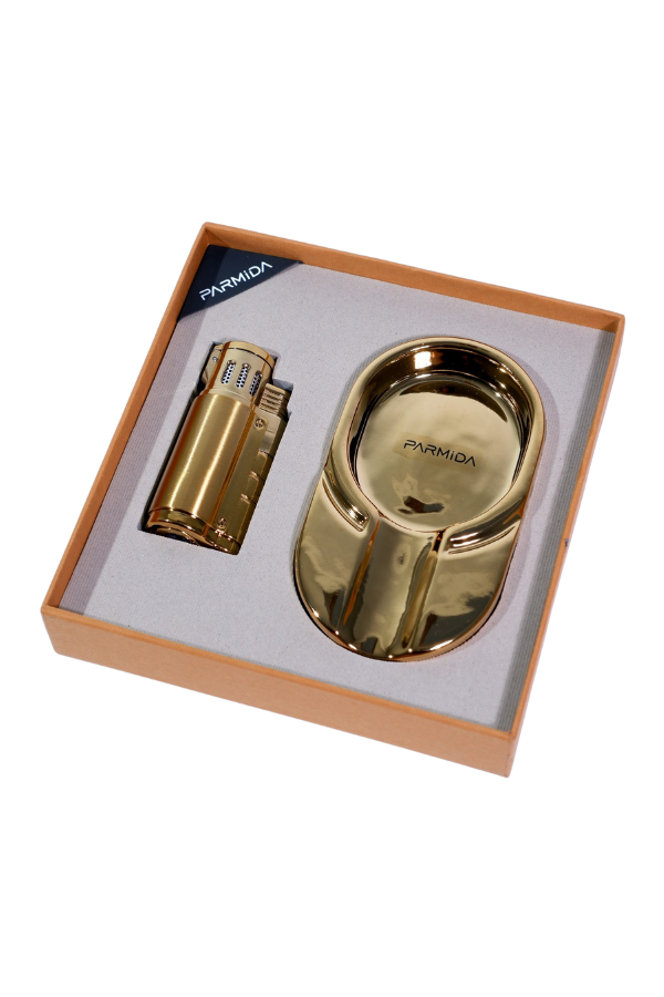 TR9110,Parmida Çakmak Küllük İkili Gold Puro Seti