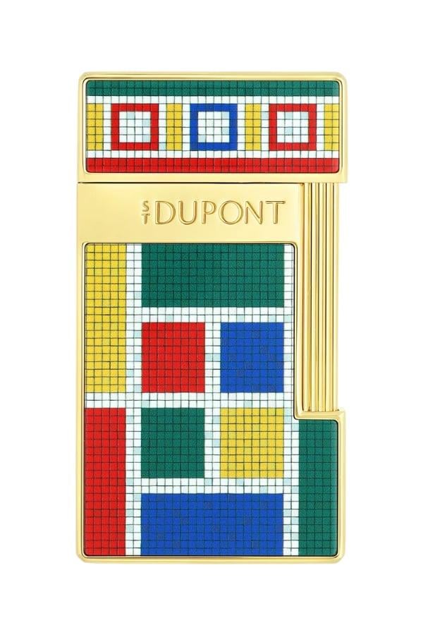 ST-CSB-005,S.T. Dupont Casablanca Slimmy Mozaik Desenli Çakmak Kesici Premium İkili Puro Seti
