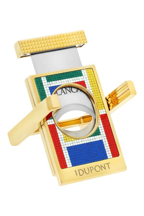 ST-CSB-005,S.T. Dupont Casablanca Slimmy Mozaik Desenli Çakmak Kesici Premium İkili Puro Seti