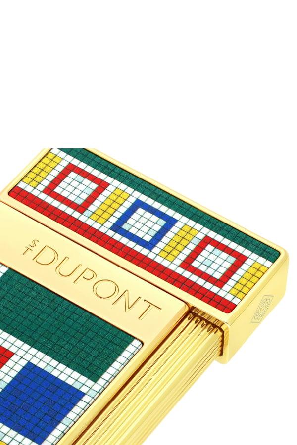 ST-CSB-005,S.T. Dupont Casablanca Slimmy Mozaik Desenli Çakmak Kesici Premium İkili Puro Seti