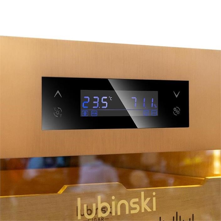 LB-040,Lubinski Gold - Siyah Wifi Kontrol + Parmak İzi Kilitli Elektronik Puro Dolabı RA-666