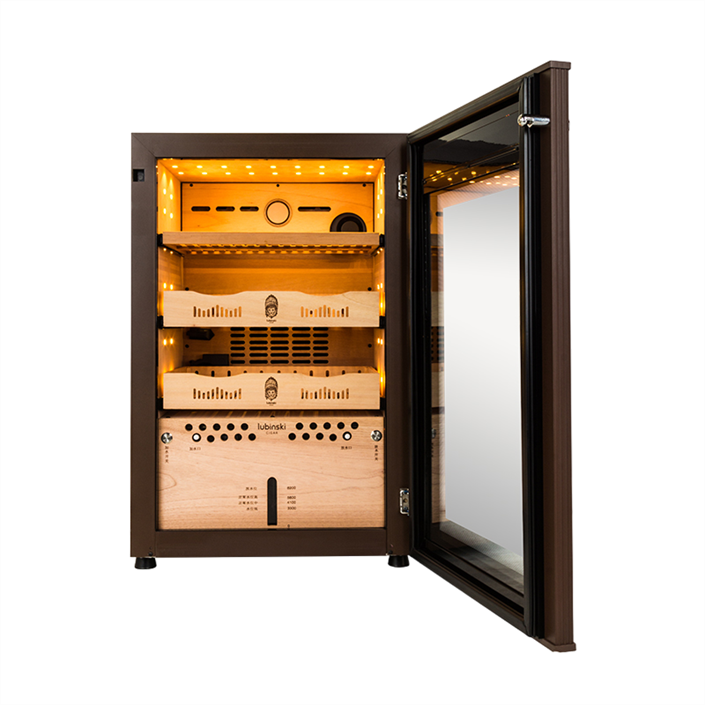 LB-038,Lubinski Kahverengi Parmak İzi Kilitli Elektronik Puro Dolabı RA-779