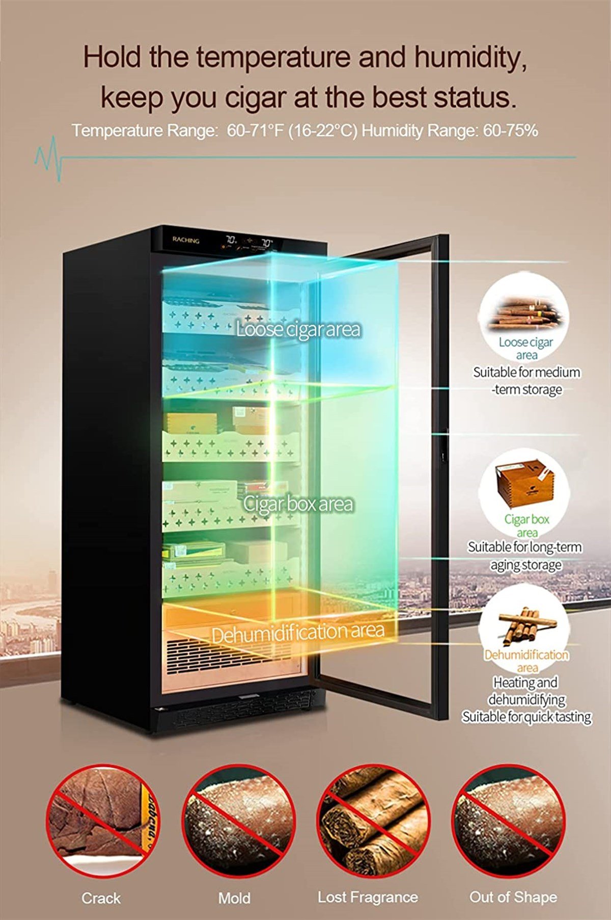 RCHNG-6,Raching Elektronik Puro Dolabı Siyah MON1800A