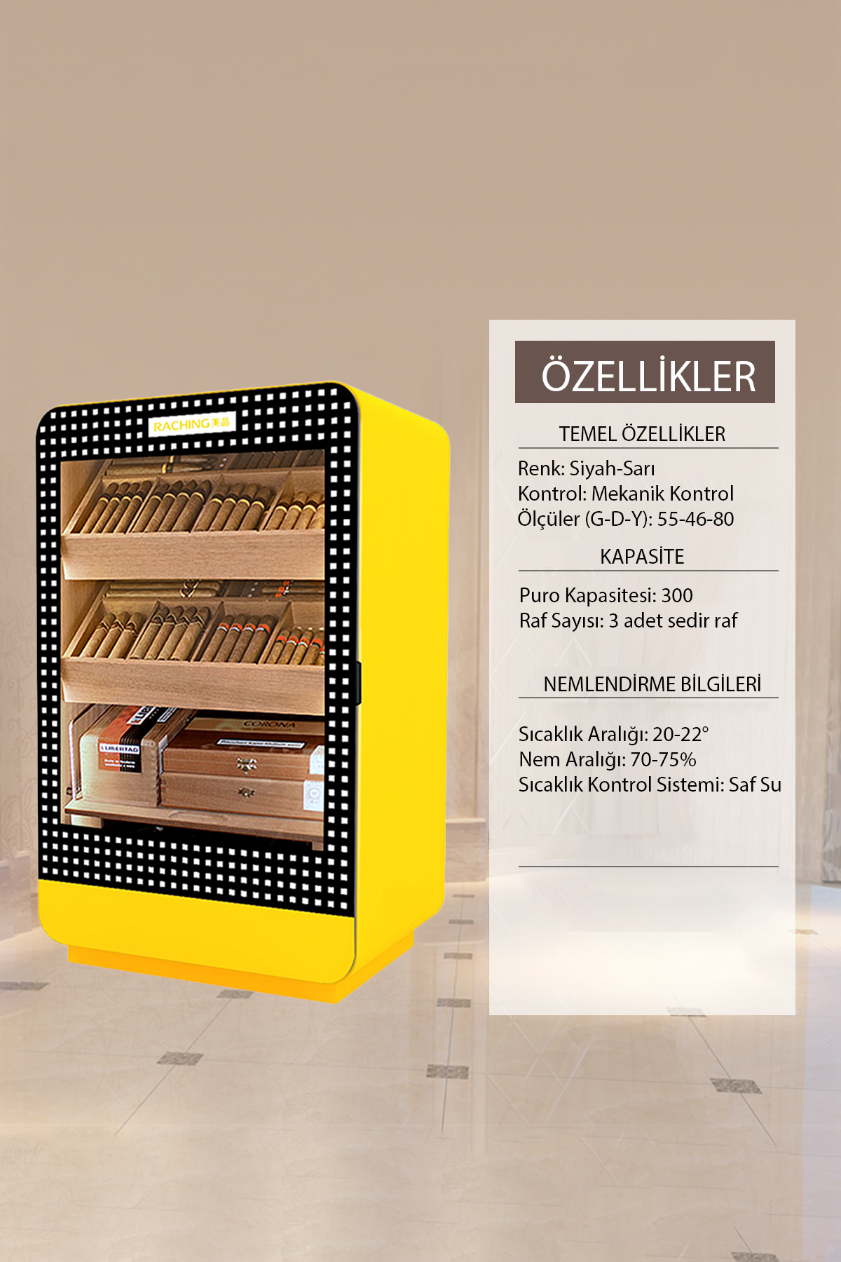 RCHNG-16,Raching Elektronik Puro Dolabı Sarı-Siyah COH90A