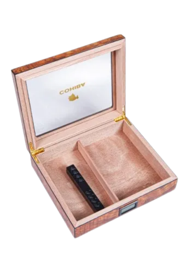 TR9823,Cohiba Kahverengi Camlı Sedir Humidor Puro Kutusu