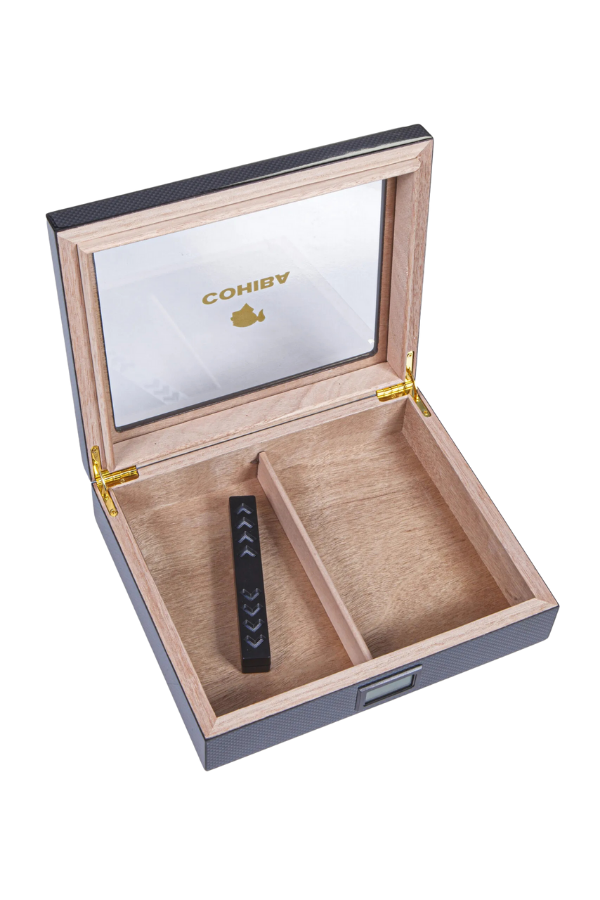 TR8798,Cohiba Siyah Karbon Desenli Sedir Humidor Puro Kutusu