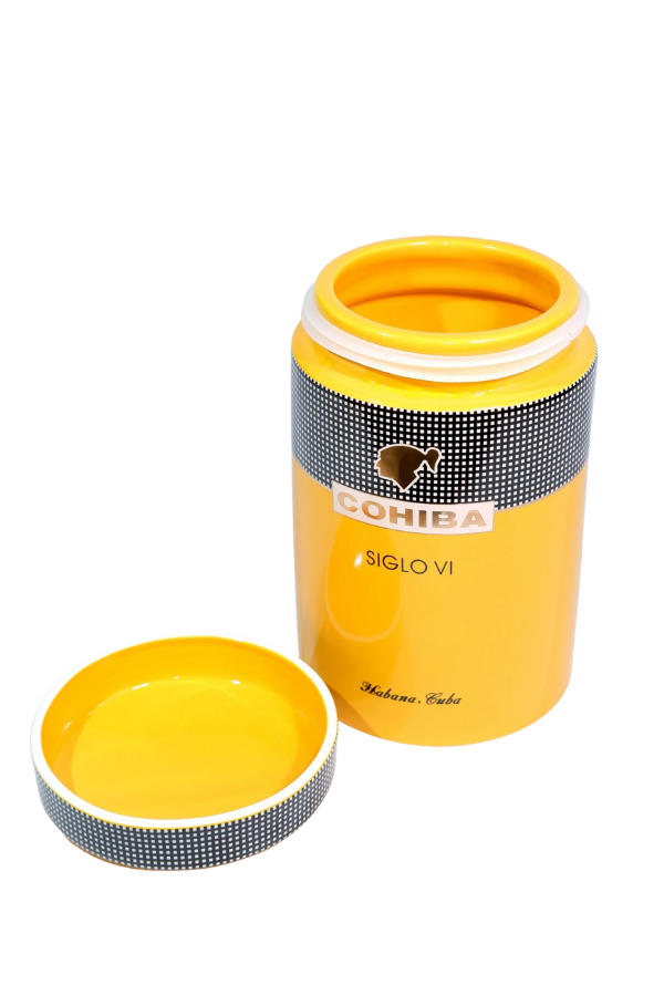 TR9087,Cohiba Sarı Nokta Desenli Puro Saklama Kutusu Jar