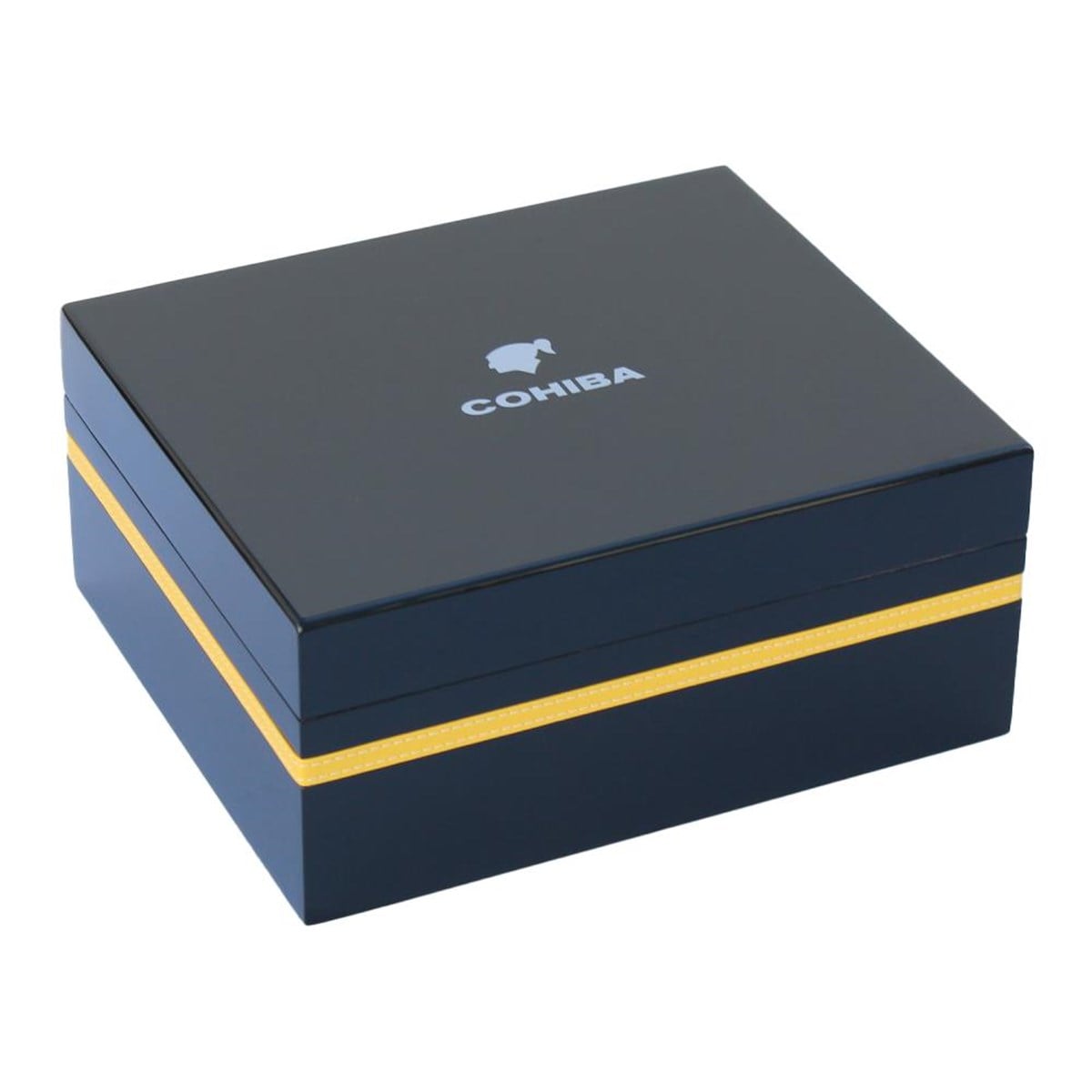 TR3223,Cohiba Siyah-Sarı Şeritli Humidor Puro Kutusu