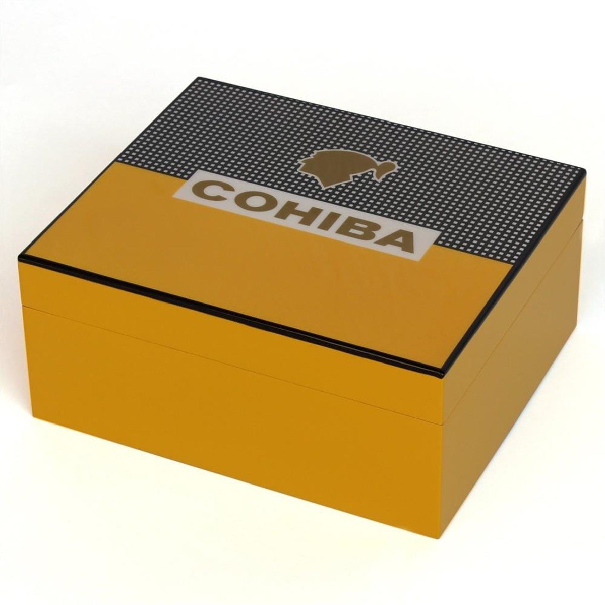 TR3213,Cohiba Sarı-Gri Nokta Desenli Humidor Puro Kutusu