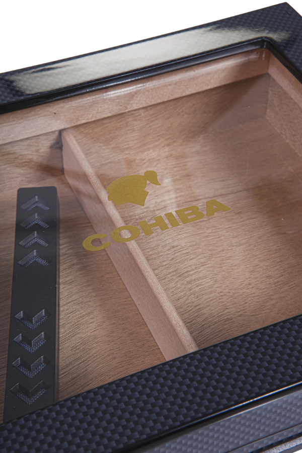 TR8798,Cohiba Siyah Karbon Desenli Sedir Humidor Puro Kutusu
