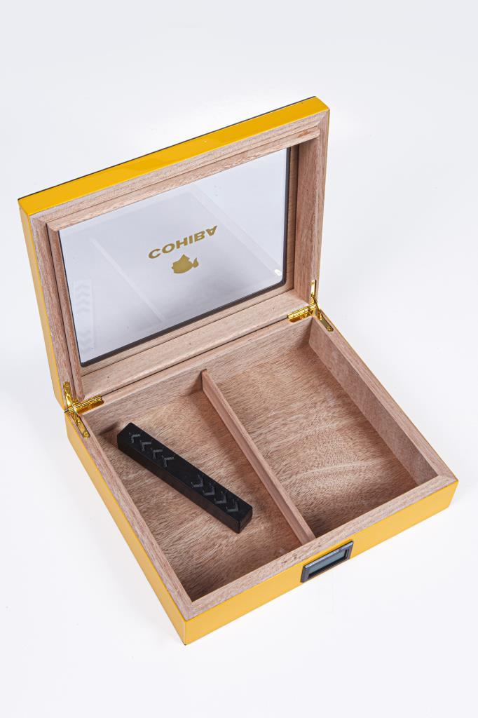 TR8452,Cohiba Sarı Nokta Desenli Humidor Puro Kutusu