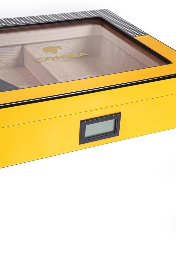 TR8452,Cohiba Sarı Nokta Desenli Humidor Puro Kutusu