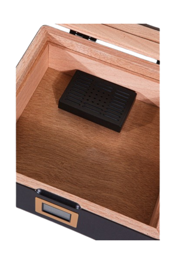 TR8825,PremiumQuality Siyah Camlı  Sedir  Küçük Humidor Puro Kutusu