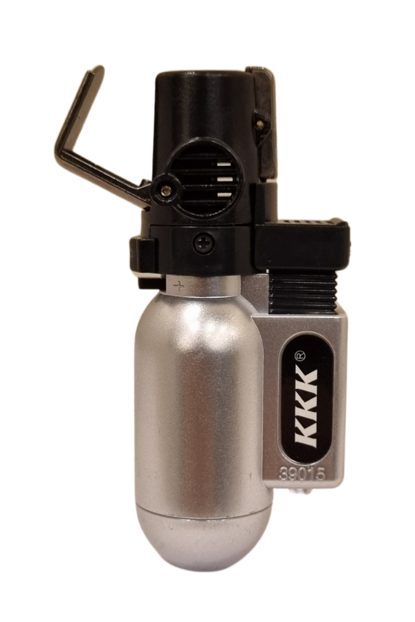 TR7985,PremiumQuality Gümüş Plastik Masa Tipi Tek Torch Pürmüz Puro Çakmağı