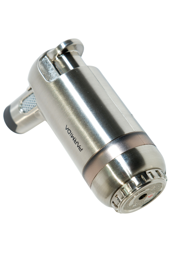 TR9241,Parmida 3 Torch Pürmüz Gümüş Masa Tipi Metal Puro Çakmağı