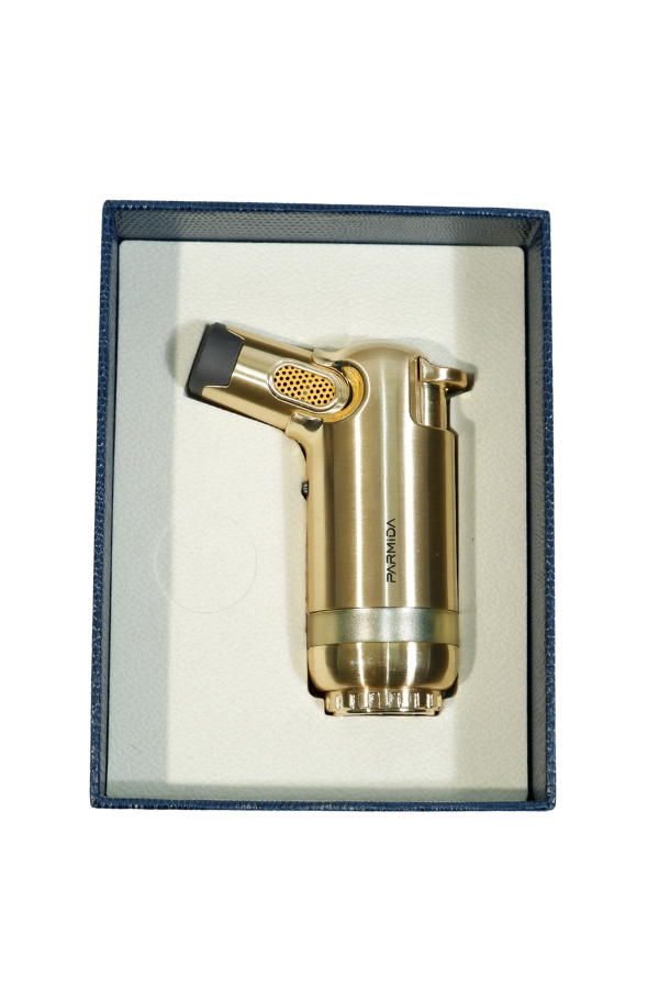TR9240,Parmida 3 Torch Pürmüz Gold Masa Tipi Metal Puro Çakmağı