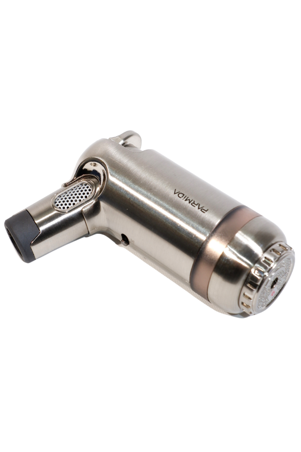 TR9241,Parmida 3 Torch Pürmüz Gümüş Masa Tipi Metal Puro Çakmağı