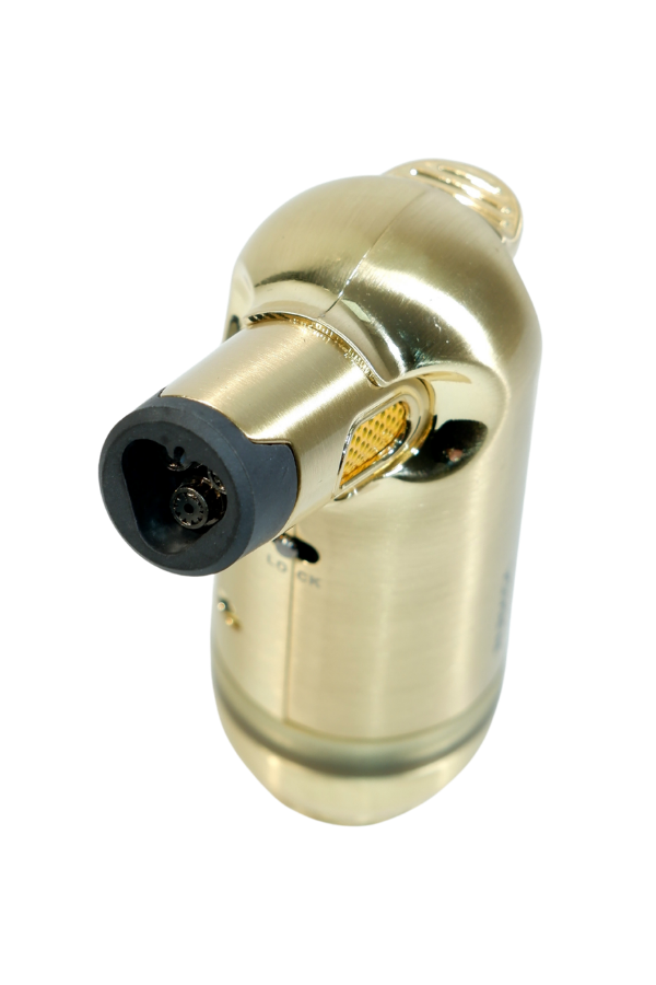 TR9240,Parmida 3 Torch Pürmüz Gold Masa Tipi Metal Puro Çakmağı