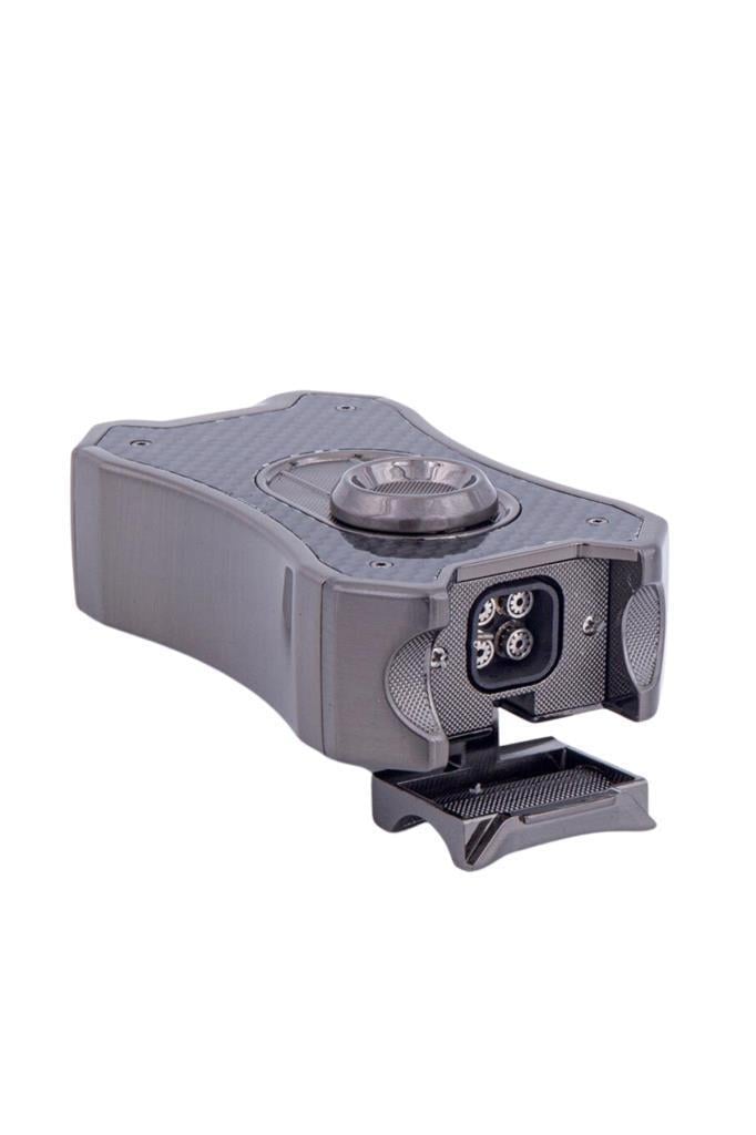 TR6398,Parmida Dört Torch Pürmüz Masa Tipi Gunmetal Puro Çakmağı