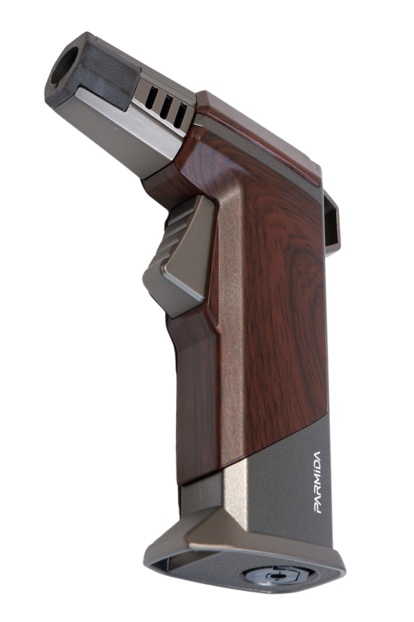 TR9237,Parmida Tek Torch Pürmüz Ahşap Desenli Gunmetal Masa Tipi Metal Puro Çakmağı